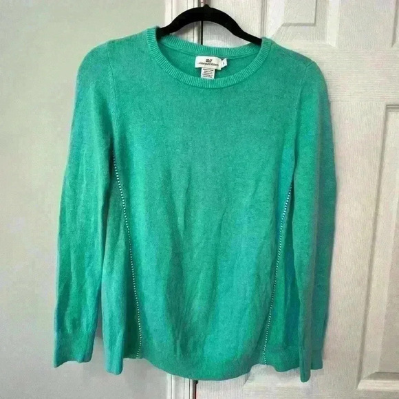 Vineyard Vines Women’s Small Teal Sweater with accent piping Line - Picture 1 of 4